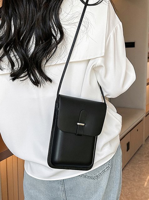 Casual Plain Leather Messenger Bag Women Daily Commuting Urban
