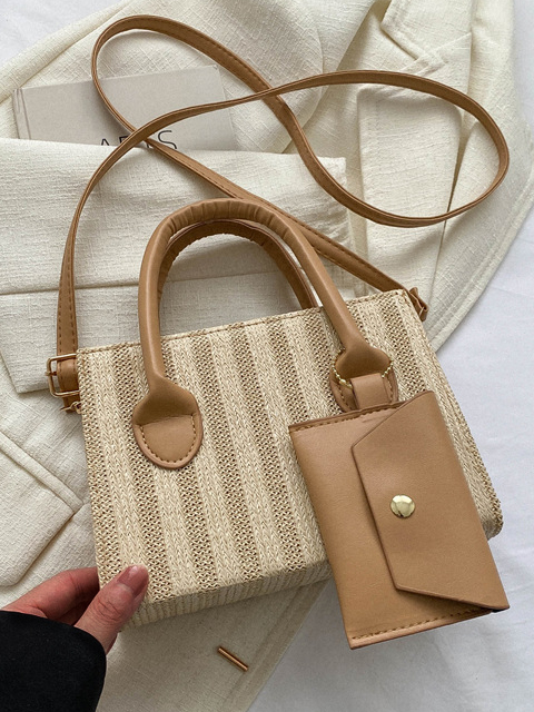 Casual Straw Crossbody Bag Women Vacation Beach Boho