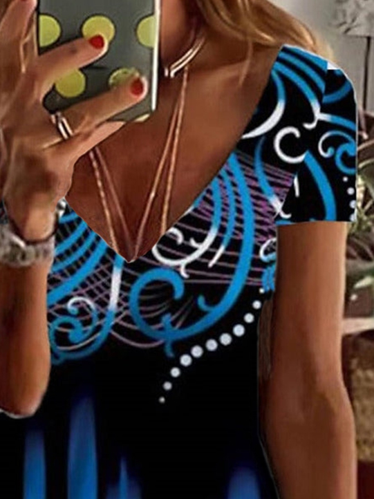 Fit Casual Ethnic V Neck Dress