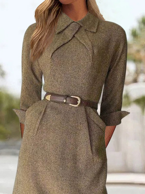 Urban Plain Loose Shirt Collar Dress