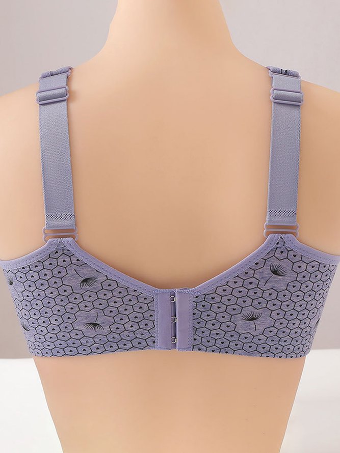 Lace Geometric Printing Casual Cotton C&D Cup Bra & Bralette