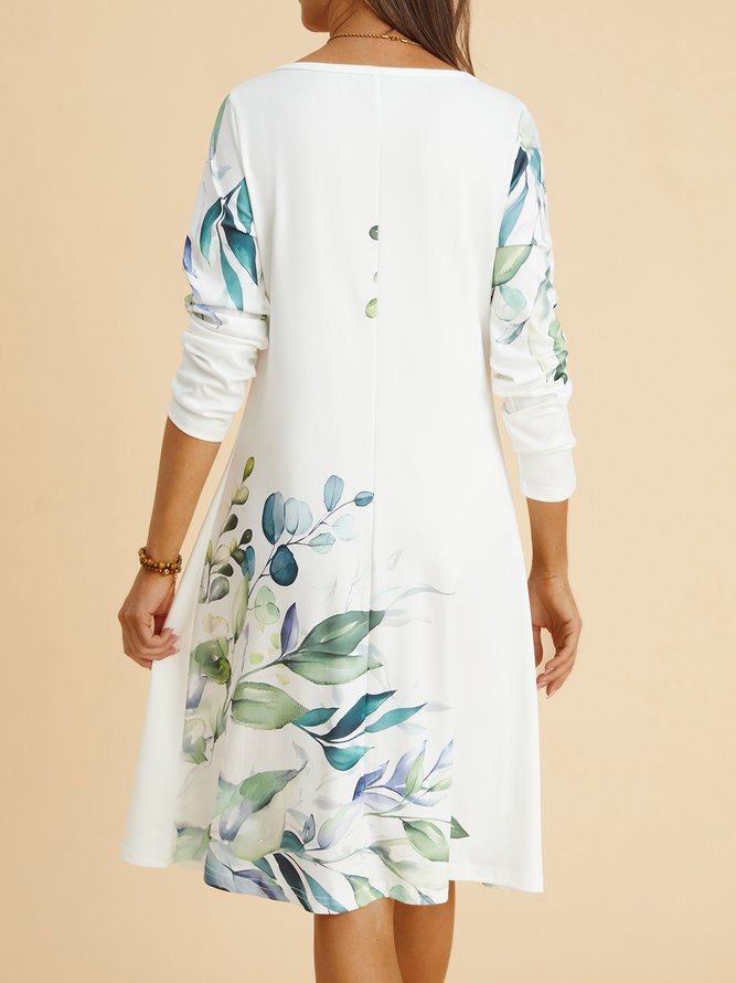 Loose holiday leaves a-hem midi Dress