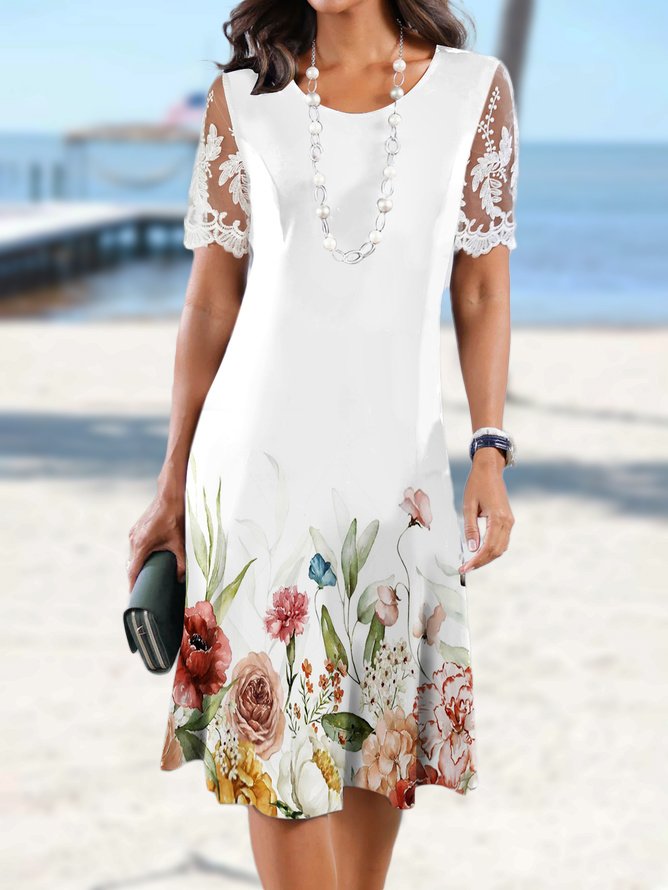 Lace Regular Fit Casual Floral Dress
