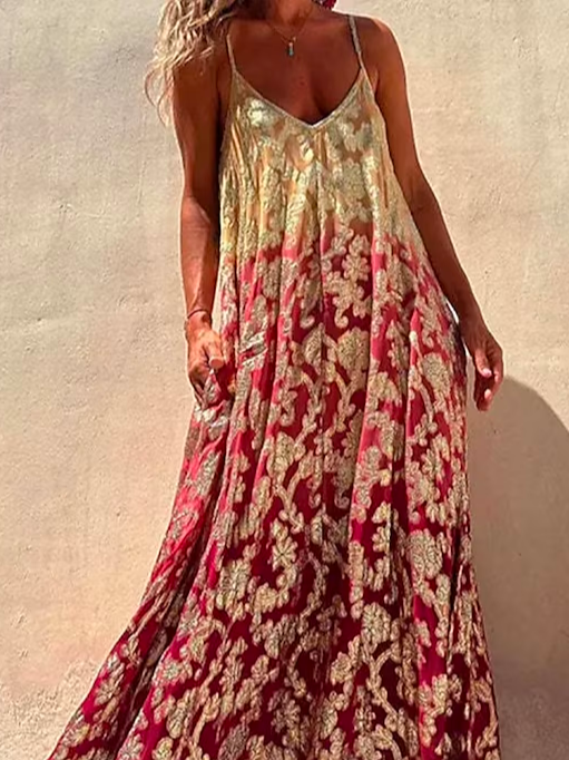 Ethnic Spaghetti Casual Dress