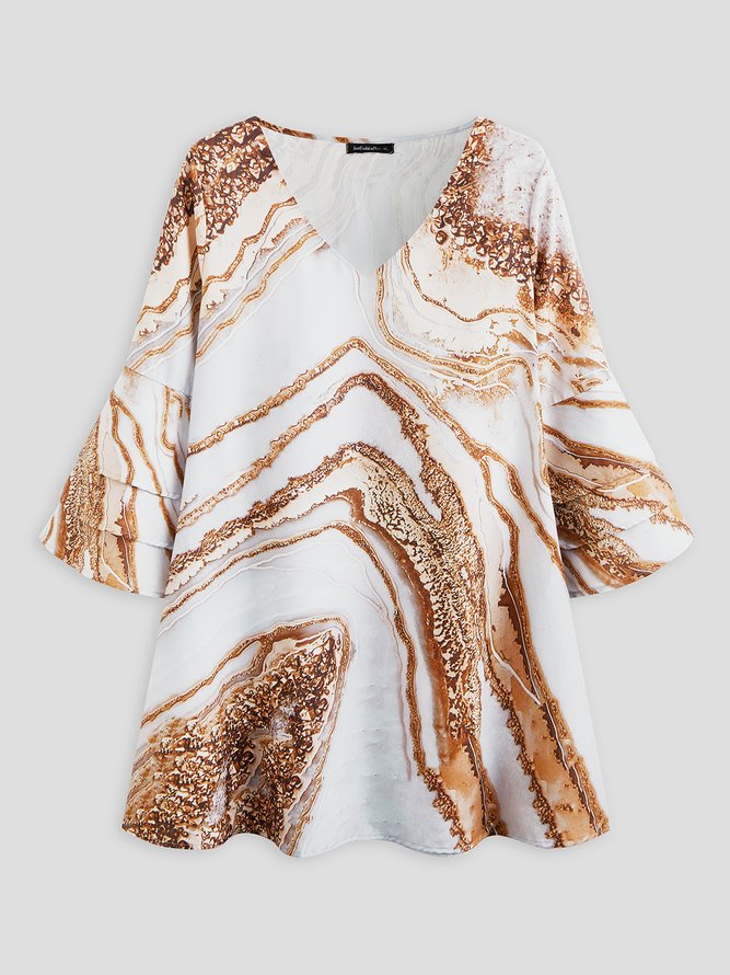 V Neck Abstract Casual Mini Prom Dress