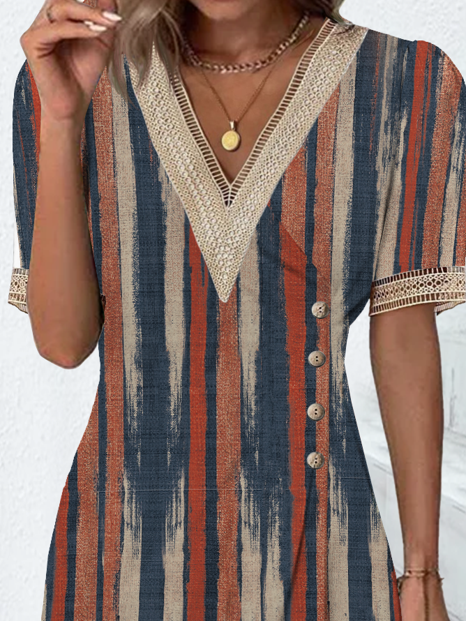 Casual V Neck Loose Jersey Dress