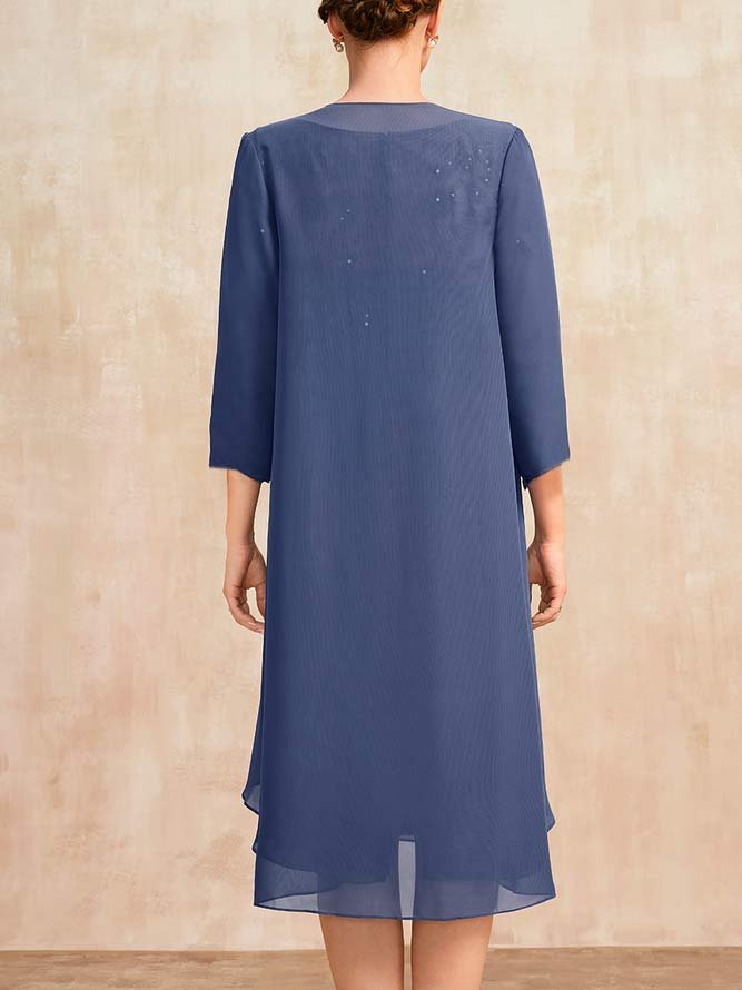 Regular Fit Crew Neck Chiffon Urban Lace Two-Piece Set