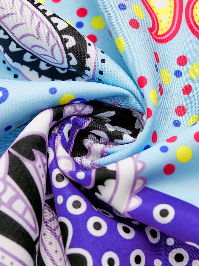 Tribal Boho V Neck Loosen Short Tunic Dress