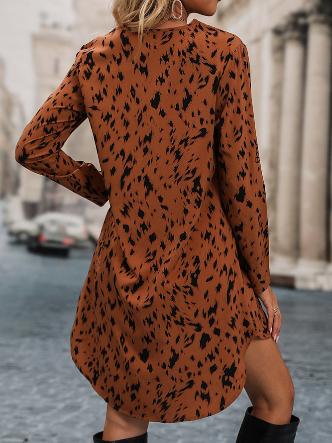 Casual V Neck Color Block Dress