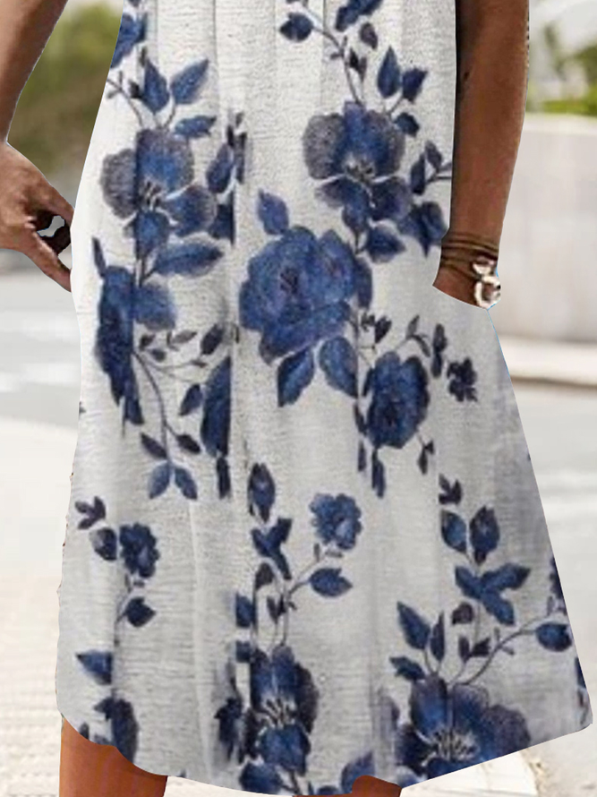 Casual Floral Loose Dress With No Belt