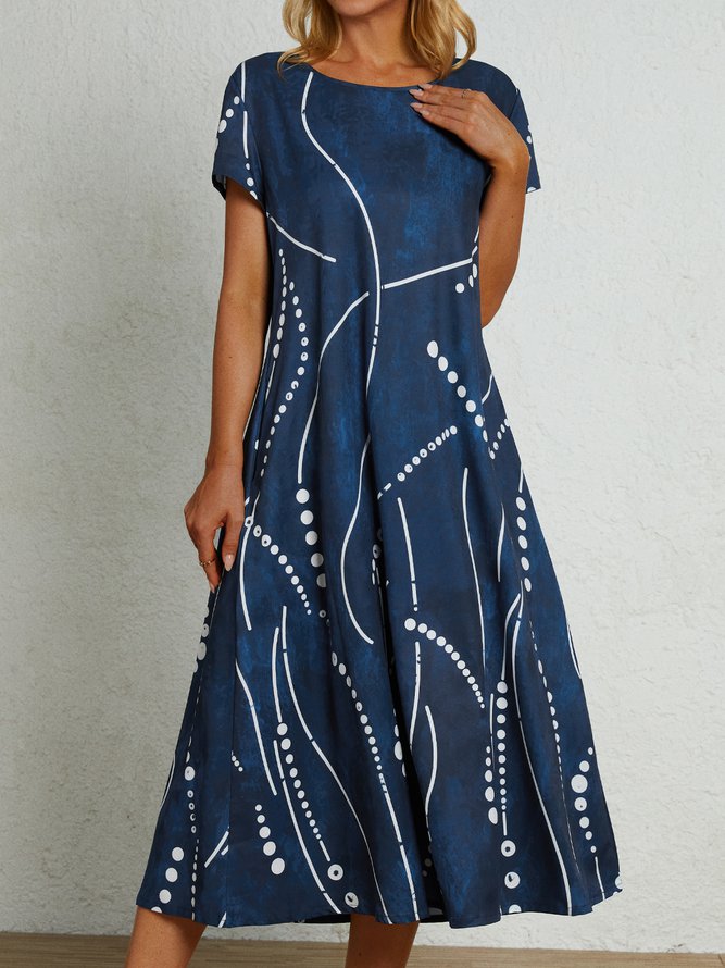 Pockets Short Sleeve Woven Dress