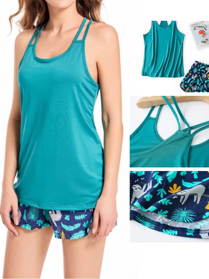 Breathable Loose Comfortable Floral Camisole Pajama Set