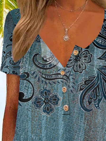 Loose Floral Vintage Buttoned Dress