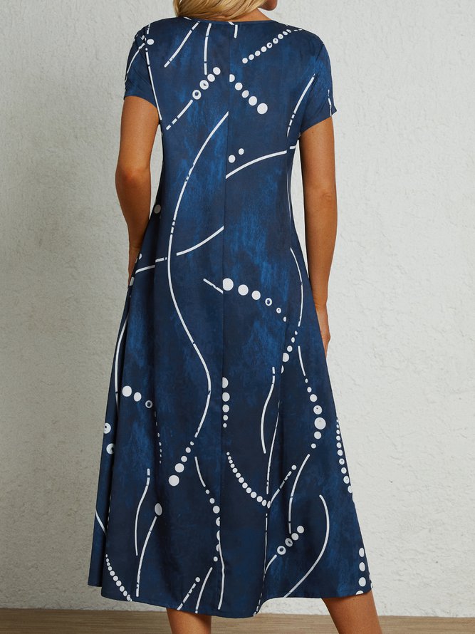 Pockets Short Sleeve Woven Dress