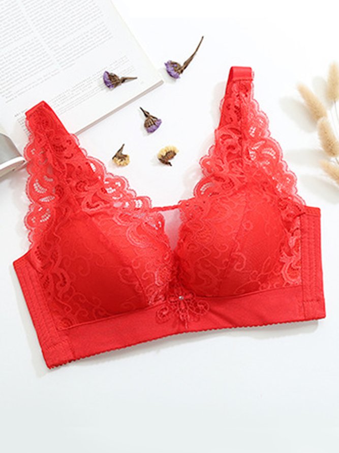 Soft Comfortable Lace Push Up Adjustable Non-Wireless Cotton Bra