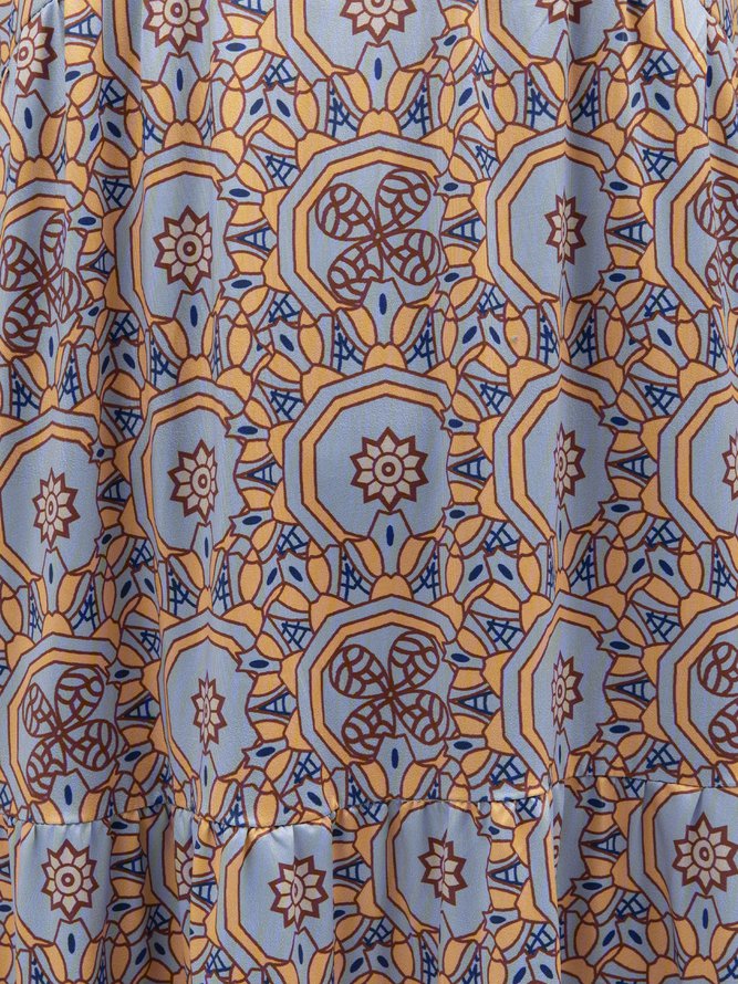 Boho Floral-Print V Neck Dresses