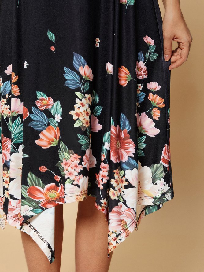 Square Neck Square Neck Floral Midi Prom Dress