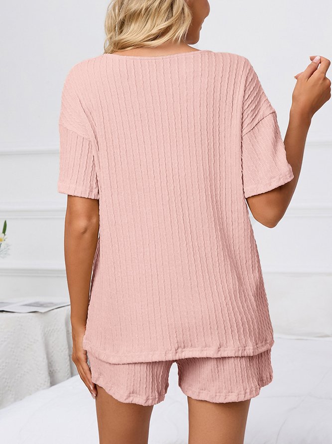 Breathable Comfortable Casual Loose Jacquard Pajama Set