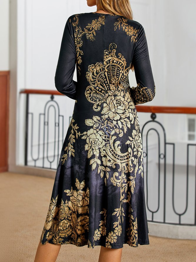 Crew Neck Ethnic Dress