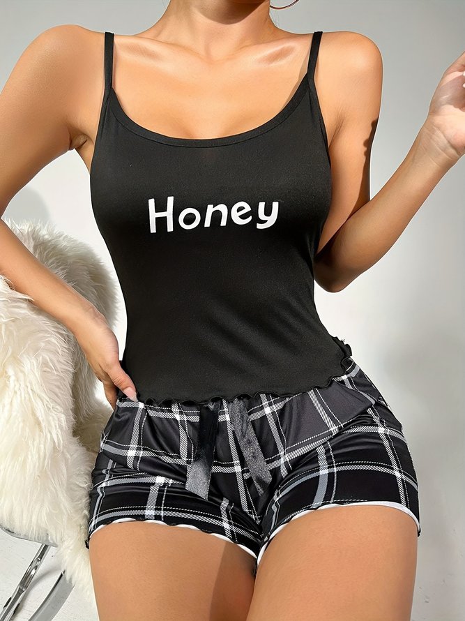 Casual Text Check Pajama Set