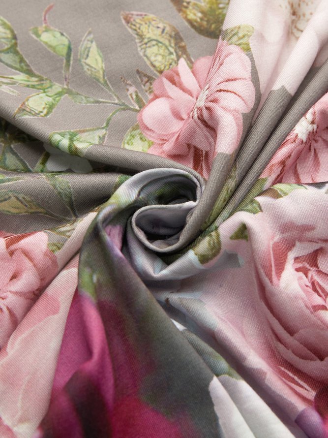 V Neck Vacation Cotton Dress