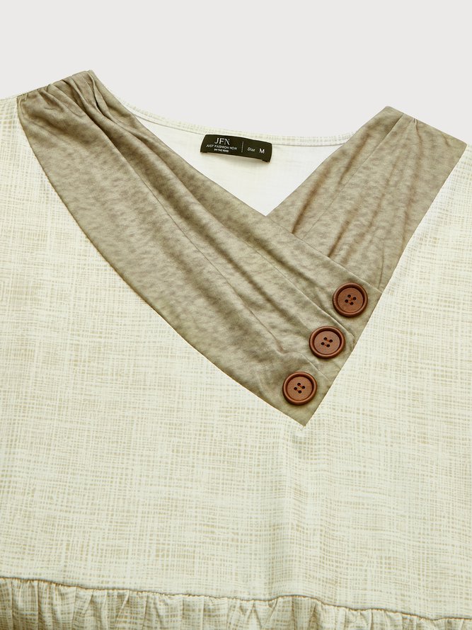 Cowl Neck Casual Cross Neck Midi Dress