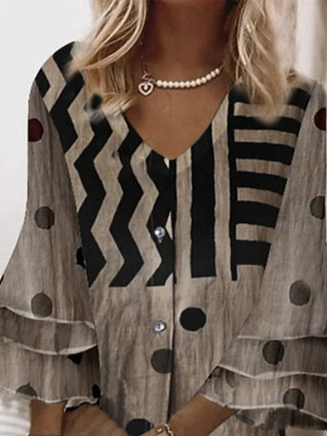 Casual Color Block Flare Sleeve Loose Dress