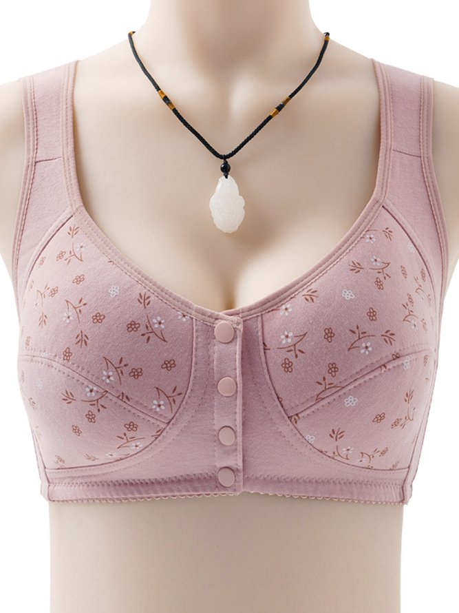 Printed Button Front Wireless Tank Bra