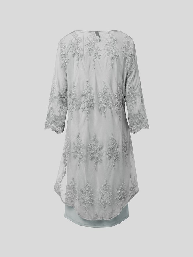 Crew Neck Urban Loose Lace Two-Piece Set