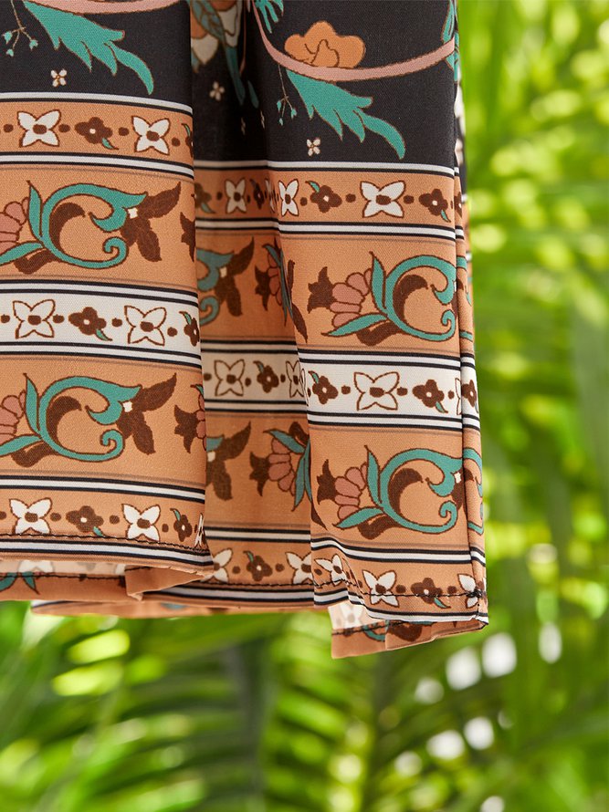 V Neck Casual Floral Weaving Dress