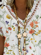 V Neck Floral Loose Vacation Dress