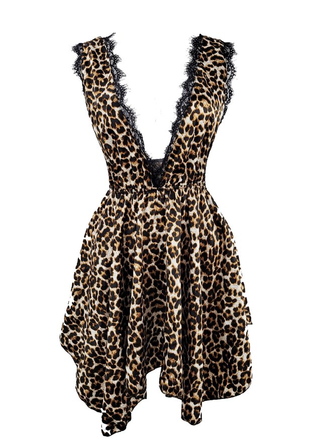 Sexy Deep V Lace Floral Nightdress