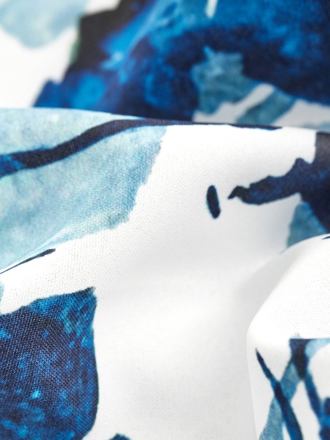 White Cotton Round Neck Patchwork Casual Weaving Dress