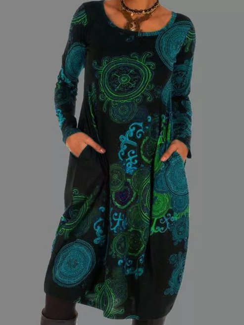 Striped Long Sleeve Casual Knitting Dress