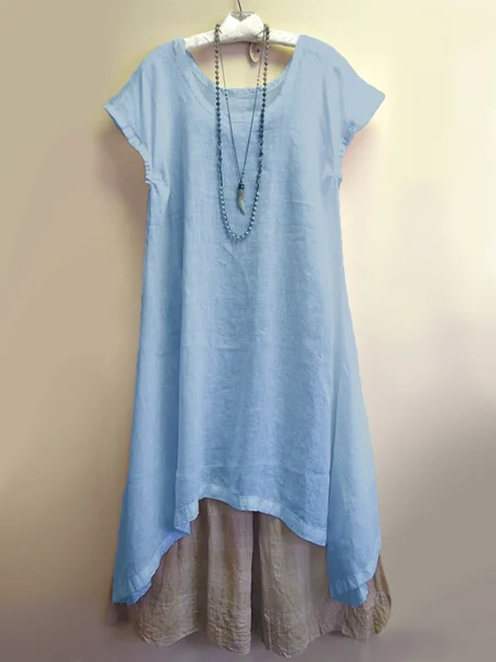 Crew Neck Shift Daytime Solid Summer Dresses