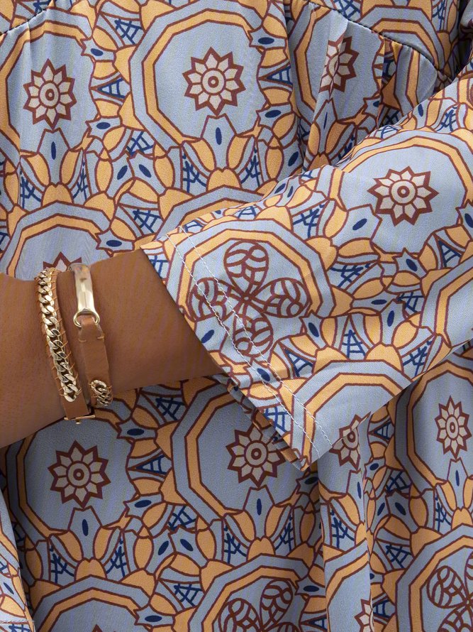 Boho Floral-Print V Neck Dresses