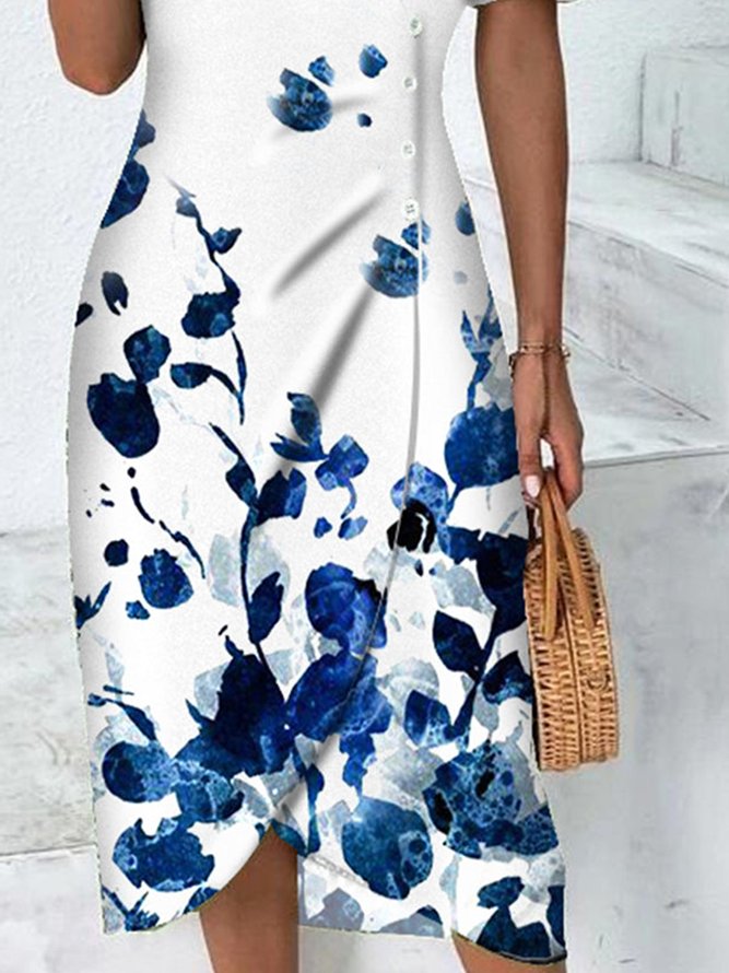 Elegant Cross Floral Regular Fit Dress