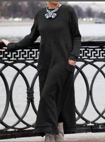 Plain Cowl Neck Loosen Fall Dresseswomen's Clothing