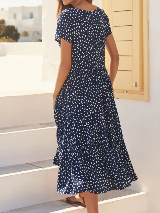 Polka Dots Casual Crew Neck Loose Dress