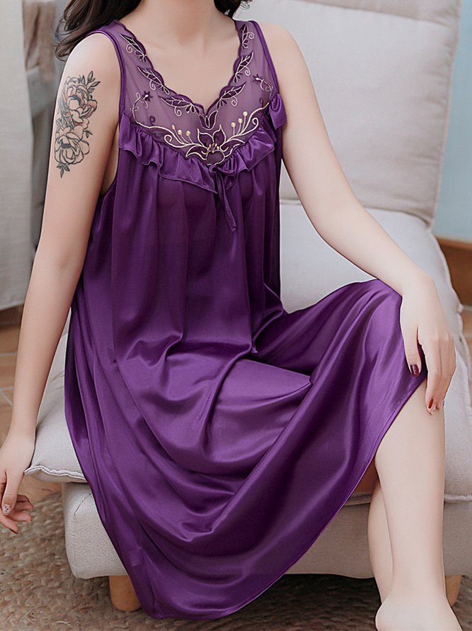 Sexy Lace Loose Ice Silk Nightdress