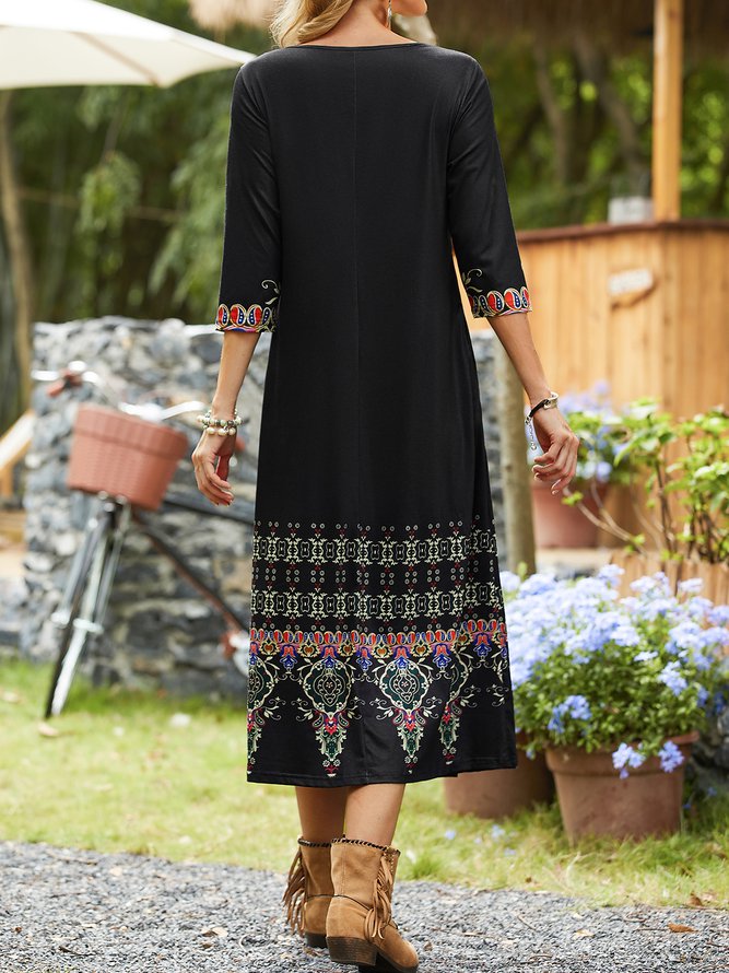 Regular Fit Casual Geometric Dress