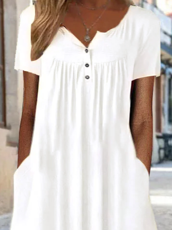Crew Neck Casual Plain Short Sleeve Knit Midi Dress