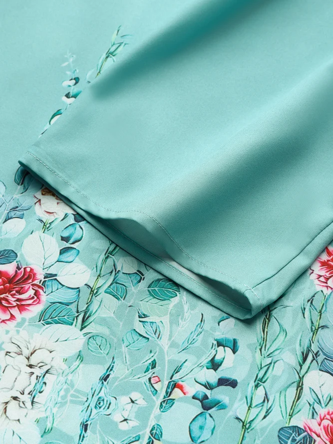 V Neck Floral Casual Midi Dress