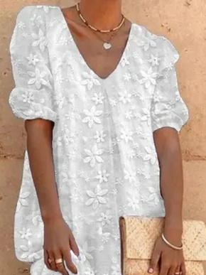 Linen Cotton Loose Plain Dress