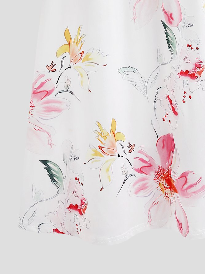 Women's A Line Dress Midi Dress Half Sleeve Floral Ruched Print Spring Summer V Neck Casual Modern