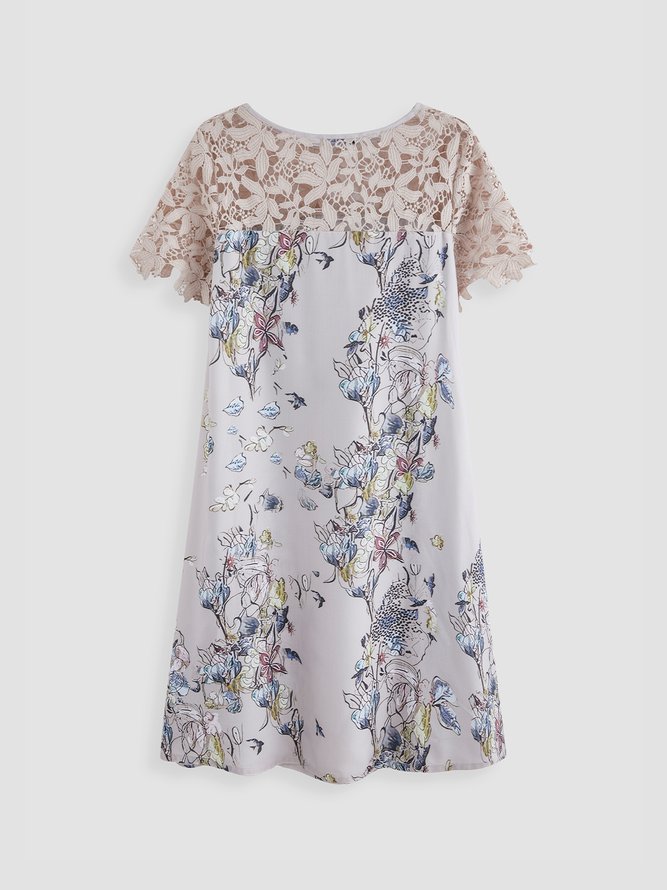 Round Neck Floral Casual Midi Prom Dress