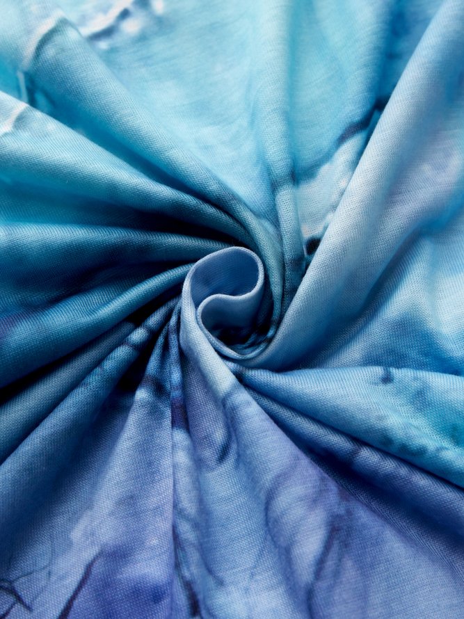 Scallop Neck Ombre Geometric Vacation Casual Mini Dresses