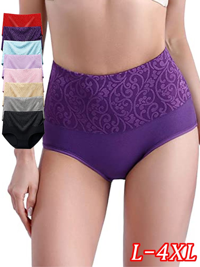 Jacquard Cotton Breathable High Waist Briefs