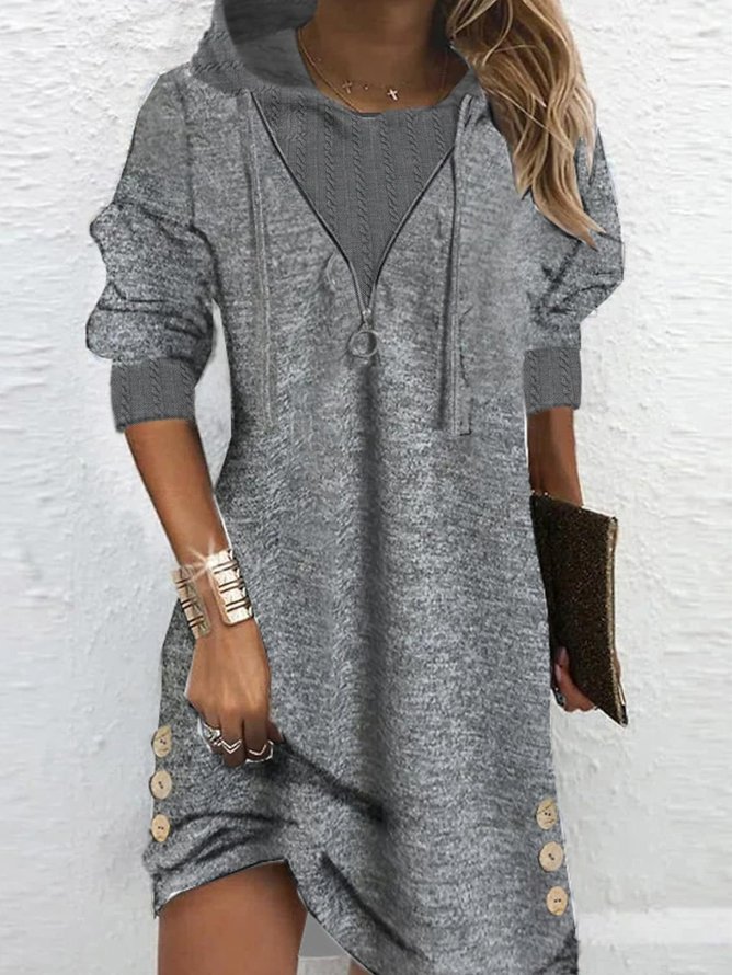 Color Block V Neck Casual Dress