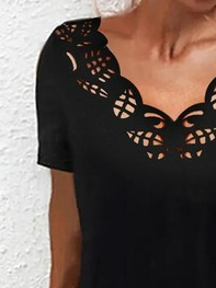 V Neck Knitted Devore Simple Dress